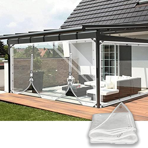 Transparente Plane mit ösen 2.2 * 7m Abdeckplane mit Reißverschluss 0.35mm Pflanzenschutz Regen-Vorhänge PVC Glas Klare wasserdichte Tarps Schutzplane Allzweckplane als Türvorhang Kunststoffplane