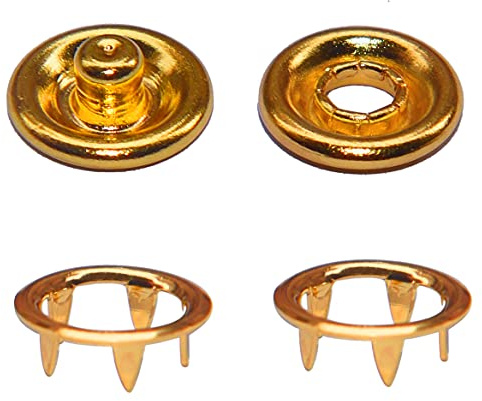 Jersey Druckknöpfe Golden 11mm Metall Nähzubehör Buttons Knöpfe zum Annähen Jessey Snaps für DIY Basteln Stoff, Kleidung Taschen