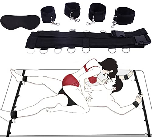 PIIKNUO Bettfesseln Sex Set BDSM Bondage Kit mit Augenmaske | BDSM Bondageset, Fessel, Handschellen, Sex Bett Fußfesseln Für Paare, Anfänger und Erfahrene