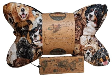 Bastel-Stall by Wetzel Leseknochen Hunde Freunde - Best Breeds | Personalisierbare Geschenk Banderole, Handmade mit Lesezeichen, Mittlere Härte Polyesterfaserbällchen, ÖkoTex100, Waschbar