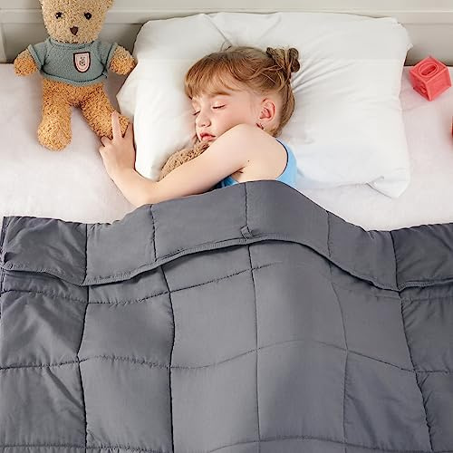 yescool Weighted Blanket 5 Pounds Cooling Weighted Lap Blanket, Grey Heavy Blanket for Sleeping, Weighted Throw Blanket Gifts for 40-60lbs, 36x48