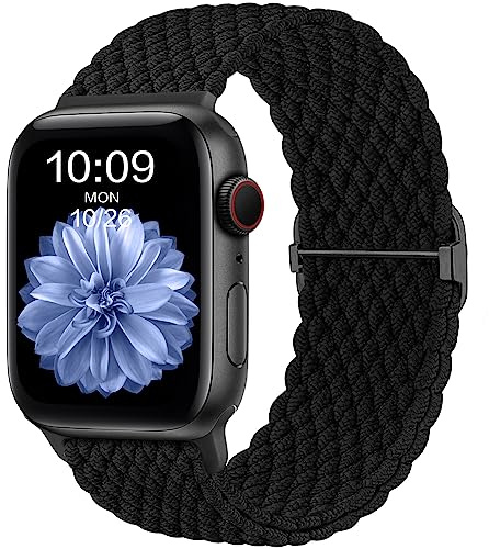 CeMiKa Braided Solo Loop Straps Compatible with Apple Watch Straps 38mm 40mm 41mm 42mm 45mm 44mm 49mm 46mm,Stretchy Elastic Sport Band for iWatch Series 11 10 9 8 7 6 5 4 SE Ultra 3 2 1,Women Men