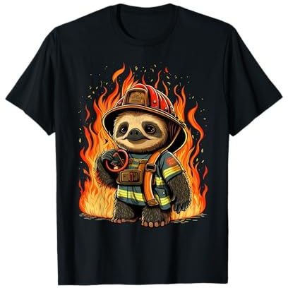 Faultier Feuerwehrmann auf Feuerwehrmann Faultier T-Shirt