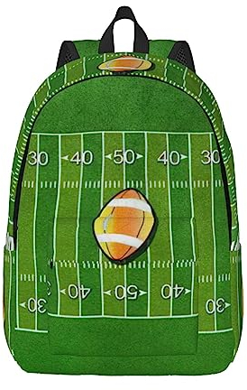 MDATT American Football Field Ball Sport Leichter Rucksack für die Schule, klassischer Basic-Tagesrucksack für Reisen mit Flaschen-Seitentaschen, Schwarz , S