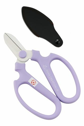 Japanese Floral Scissors - SAKAGEN Hand Creation, Professional Ultra Sharp Flower Shears for Floral Design, Ikebana & Gardening, Made in Japan, F-170 (Lavender)