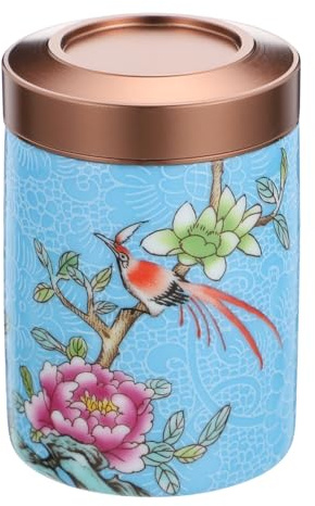 Ciieeo Painted Ceramic Tea Canister with Airtight Lid 2.60X1.77X1.57In Decorative Loose Tea Storage Jar for Kitchen and Snacks