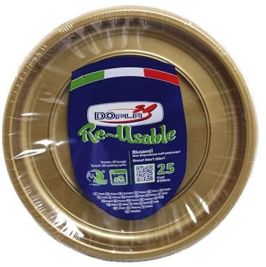 TEKHOME Piatti Plastica frutta,25/50/75/100/125/150 Pezzi piatti plastica colorati lavabili e riutilizzabili Rotondi per Compleanno,Festa, Matrimonio,Fai da Te Fatti a Mano (ORO, 50)