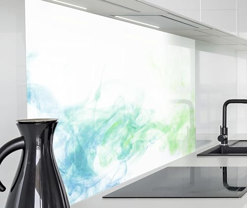 timalo Spritzschutz Wand für Herd, Küche Küchenrückwand Glasoptik | Acryl Glas 2mm | Glasrückwand Acrylglas Wandpaneele Rückwandschutz Platte | 60x60cm Grüner Rauch