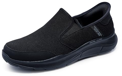 Skechers Men's Equalizer 5.0 Drayze Slip-On Sneakers, Black Mesh/Duraleather/Black Trim, 7 UK