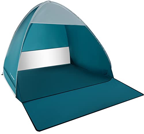 Strandzelt Pop Up 2 Personen 150x120x110 cm Wind- und UV-Schutz 30+ Strandmuschel Baby Kinder Erwachsene Blau 23479