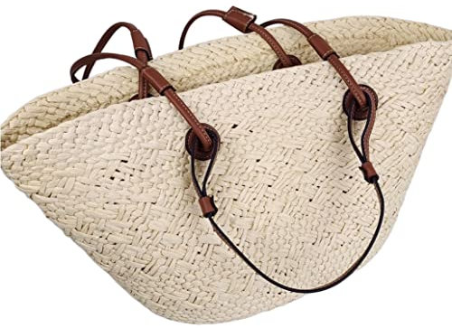 MEIZHITU Korbtaschen Damen Handtasche Große Kapazität Einkaufstasche Frauen Umhängetasche Handgemachte Gewebte Dame Handtaschen Sommer Strandtasche Korb Sommer Strand Geldbörse