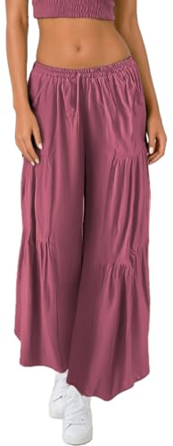 creazioni unique Pantaloni Harem Donna Comodi con Elastico in Vita - Pantaloni da Yoga Etnici Donna Larghi 100% Rayon (Rosa Antico)
