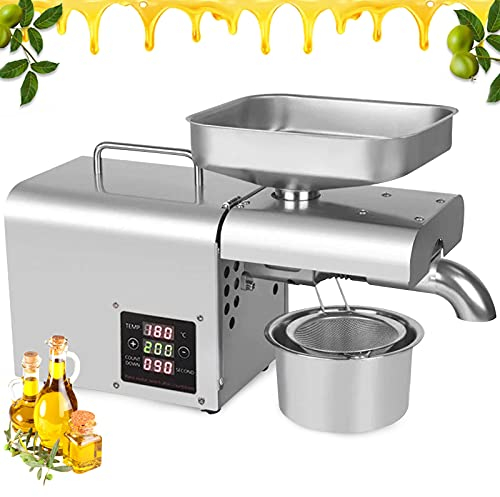 610W Automatisch Elektrische Ölpresse,Automatische Ölpresse Maschine,Edelstahl-Ölpresse Maschine Nuss-Samen-Öl-Extraktor für kommerzielle und private Nutzung