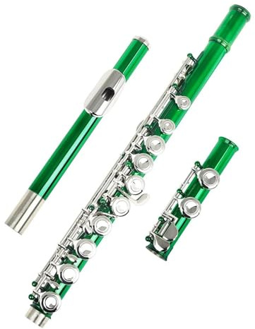 Flauto Flauto verde Chiave d'argento16 Fori aperti chiusi Chiave C Strumento musicale da concerto per flauto traverso professionale