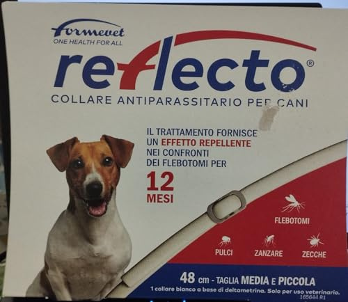REFLECTO Collare Antiparassitario per Cani di Taglia Piccola e Media 48cm contro Pulci, Zanzare, Zecche, Flebotomi