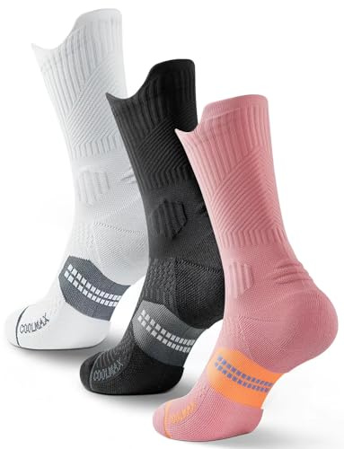 Juclise Bambus Kompression Laufsocken Damen Wandersocken | Atmungsaktives Anti-Blasen Sportsocken COOLMAX leitet Feuchtigkeit ab, verhindert Blasen, trockenes Fußklima