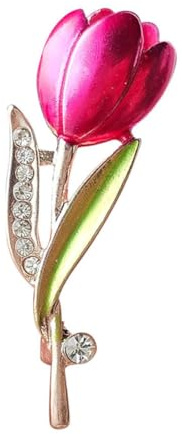 Elegant Tulip Flower Brooch Pin Women Brooches Crystal Rhinestone Flower Lapel Pin Brooches Vintage Bridal Wedding Corsage Bouquet Brooch Badge