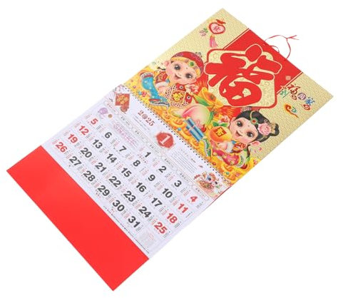 Anneome Wandkalender Mit Goldfolien- Traditioneller Chinesischer Kalender Für Büro Und Zuhause Hängend Für Terminplanung Und Organisation Attraktives Design