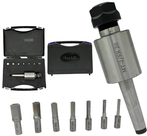 MachEl MT2 Shank Rotary Broach Kit with ER-20 Adapter & 7-Piece Hex Broach Set – Precision Machining Tools for CNC and Milling Applications