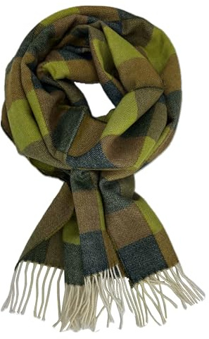 Wollschal Herrenschal Winterschal Karo in grün braun aus 100% Wolle Made in Germany