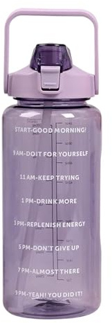 Motivations-Trinkflasche aus Silikon – 2 l transparente Wasserflasche | Abnehmbare Glas-Wasserkaraffe mit Zeitmarkierung, tragbare Strohhalmflasche für zu Hause, sa
