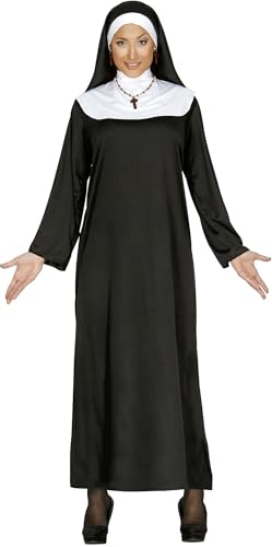 FIESTAS GUIRCA | Disfraz de Monja para Mujer (44-46/XL) - Vestido y Cofia - Disfraces Religiosos para Halloween, Carnaval y Fiestas de Disfraces - Ideal para Adultas - Negro y Blanco