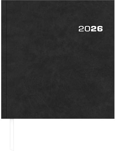 Zettler Wochenbuch Sekretär anthrazit 1W/2S 2026 – Buchkalender 20 x 21 cm mit 128 Seiten, 1 Woche auf 2 Seiten, Zweimonatsübersicht, Stundeneinteilung 7–20 Uhr, FSC-zertifiziert, Leseband