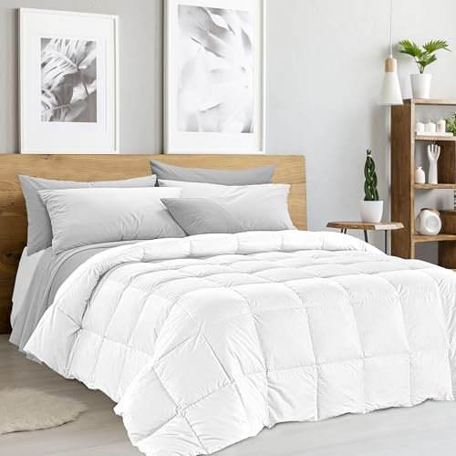 Gilania - Piumino Leggero Matrimoniale 250x200 cm - Hollow Basic 3D Bianco, Leggero e Traspirante, Anallergico e Lavabile