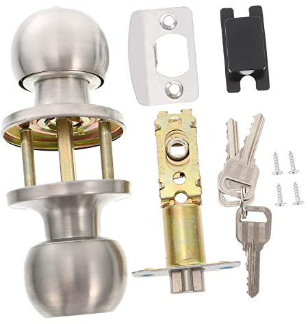 OSALADI Juego De Cerradura De Puerta Con Llaves Y Pomo De Acero Inoxidable Para Interior Y Exterior