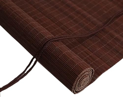 Roll Up Bamboo Blinds Shades Outdoor Patio,Roman Windows Shades Blackout, Natural Wood Windows Shades Curtains,Sun Shades Outdoor Patio,Bamboo Curtains For Closet Indoor Windows(Dark Coffee)