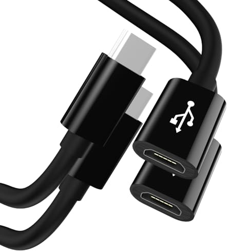 Lot de 2 adaptateurs micro USB vers USB C mâle vers micro USB femelle compatible avec Samsung Galaxy, Huawei, iPhone 15/16, téléphones de type C, tablettes et plus encore (noir)