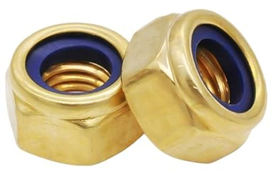 HEXHUASR M4 M5 M6 M8 M10 M12 Dado autobloccante esagonale in rame Vite autobloccante in ottone Dado autobloccante in nylon(M4 (10pcs))