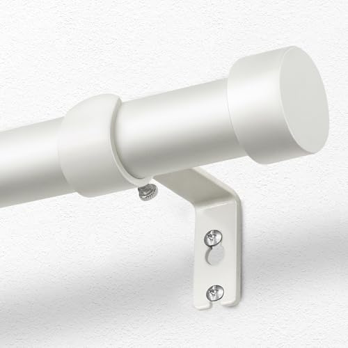 KAMANINA Gardinenstange Weiß 80-218 cm, Ø 25mm Vorhangstange Ausziehbar | Gardinenstangen Weiss, Wandhalterung, Metall, bis 15 KG, mit Einfachen Endkappen, für Fenster, Wohnzimmer, Einfache Montage