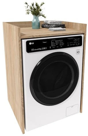 möbelkap Waschmaschinenumbau | Moderner Badschrank für Waschmaschine & Trockner | Platzsparende Waschmaschinenverkleidung mit Stauraum |Eiche Sonoma
