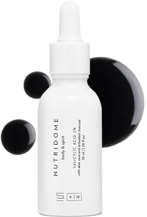 Nutridome Salicylsäure 2% Serum mit Aloe Vera & Aktivkohle – gegen Akne, Mitesser & verstopfte Poren - 30ml