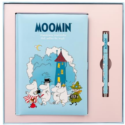 Grupo Erik Set Moomin Notizbuch A5 Journal Tagebuch Merch Geschenke | Tagebuch mit Stift Dotted Bullet Journal Ringbuch Mädchen und Jungen Einschulung - Notizblock A5 14,8 × 21,0 cm