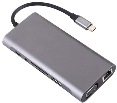 ULIJTH 11 In 1 USB C Docking Station Adattatore Multiport Lettore di Schede di Memoria Porta Multipli 3.5mm Dock Per Notebook Laptop C Docking Gigabit Ethernet