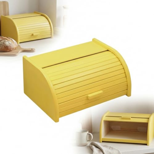 BREAD Wooden CONTAINER/BREAD BOX large yellow 40x29x18cm kitchen