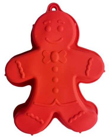 Qiwieod Gingerbread Man Baking Tray, 3D Non-Stick Silicone Baking Mould, Christmas Motif, Cake Mould for Mousse, Muffin, Chocolate Fondant, Christmas Bakery Baking Accessories, 23.5 x 31 x 4.5 cm