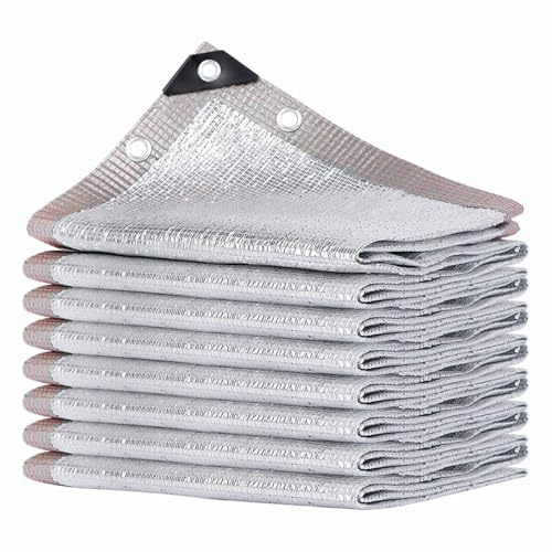Tela de sombra de aluminio 99 %, tela de protección solar resistente con ojales para jardín, pérgola, patio, toldo, invernadero, cochera, perrera (16.4 x 60 pies)