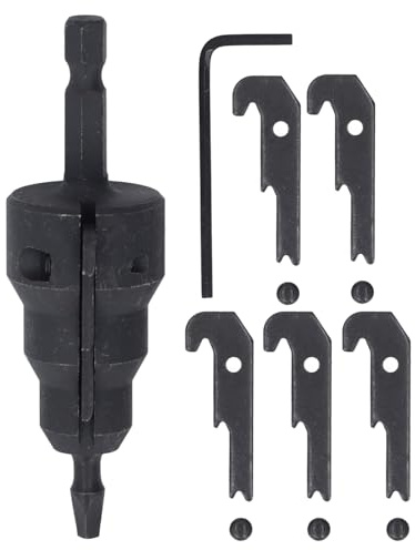 Kit de herramientas para escariador de conductos eléctricos, vástago de 1/4 de pulgada, escariador de tubos de acero con alto contenido de carbono con 5 cuchillas reemplazables,