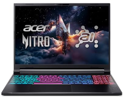 acer Nitro V 16S 16” WUXGA IPS 180Hz Gaming Laptop|Intel Core 7 Processor 240H|NVIDIA GeForce RTX 5060|RGB Backlit|Black| 16GB RAM DDR5 | 1024GB SSD | Windows 11 Home | Bundle with USB 3.0 Hub