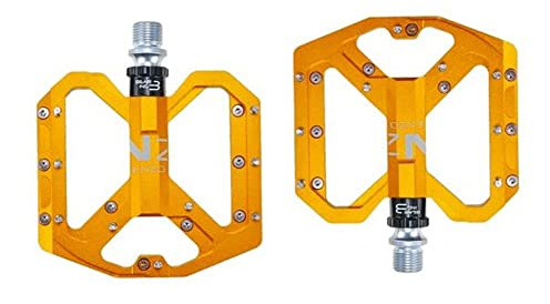Fahrradpedale Berg-Rutsch-Fahrrad-Pedale Plattform Fahrrad Flachlegierung Pedale 9/16 3 Lager for Straßen MTB Fahrräder(Gold)