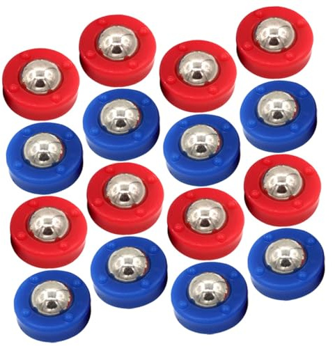 Healeved Jeu de Palets de Shuffleboard 16 Pièces pour Garçon et Filles, Boules Coulissantes en Acier et Plastique, Mini Rouleaux de Billes Bleu et Rouge, Accessoires de Jeu de Société