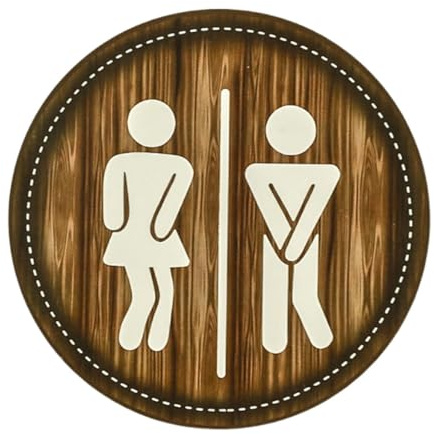 Cartello Bagno Legno 20x20cm - Insegna Toilette Rustica per Porta, Uomo Donna, WC