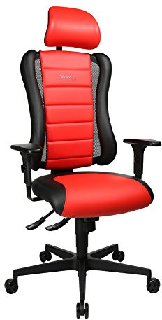 Topstar Sitness RS Büro-/Gaming-/Schreibtisch- Stuhl, inkl. Armlehnen und Kopfstütze, Stoff, rot / schwarz, 60 x 68 x 139 cm