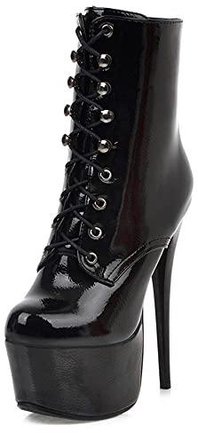 Onewus Bottines sexy à tige courte pour femme avec talon aiguille, Noir , 40 EU
