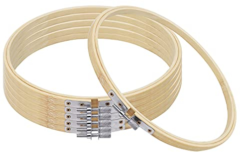 CURTZY (6er Pack) 26.5 cm - Stickrahmen Ring - Bambus Holzringe Rahmen Rund - Verstellbare Reif zum Sticken, Kreuzstich, Basteln DIY, Nähen mit Stoff