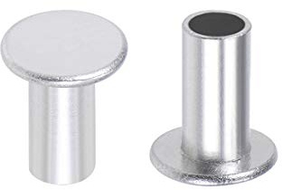 uxcell 100 Pcs 6mm x 12mm Aluminum Flat Head Semi-Tubular Rivets Silver Tone