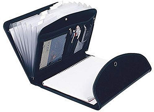 Exacompta 55834E Premium Fächermappe Exafolio 6 Fächer DIN A4 mit Druckknopfverschluss integrierter Block. Ideale Konferenzmappe für unterwegs und für die Universität Organizer Aktenmappe schwarz